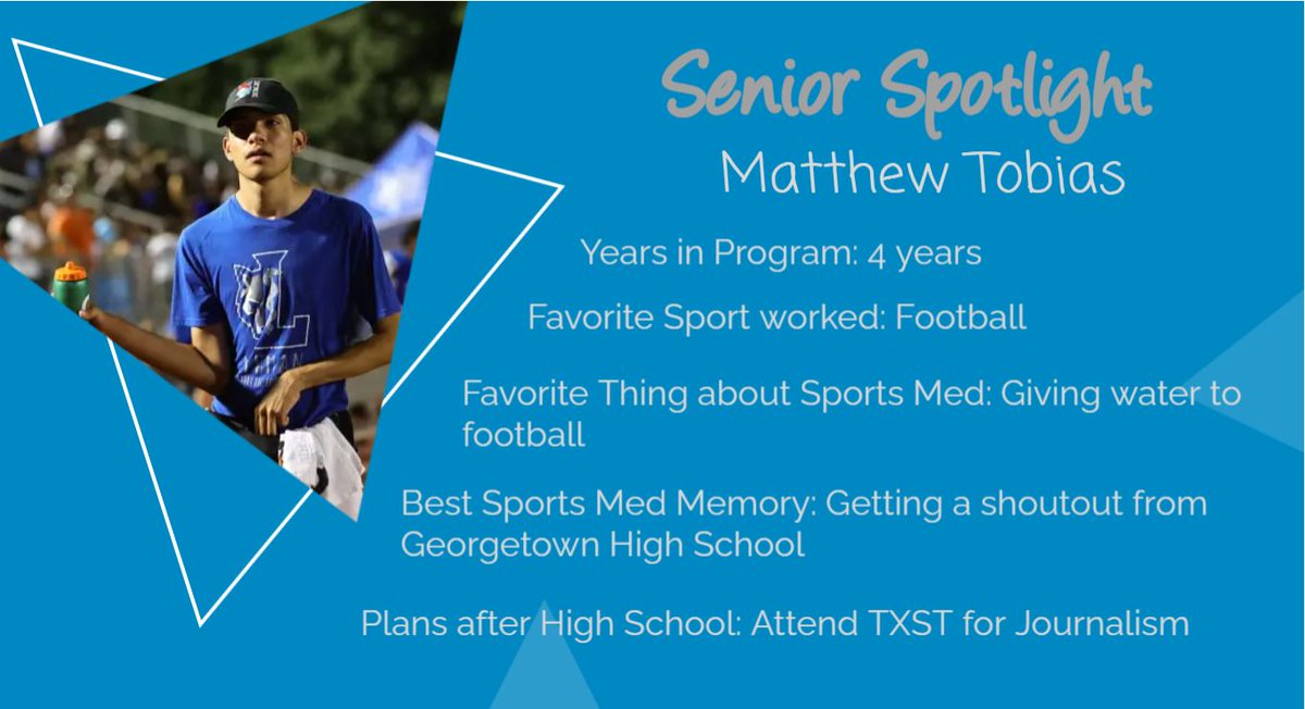 Kicking off the last full week of school with a Special Senior Shoutout! Check out Matthew's favorite things from his 4 years in the Sports Medicine Program!