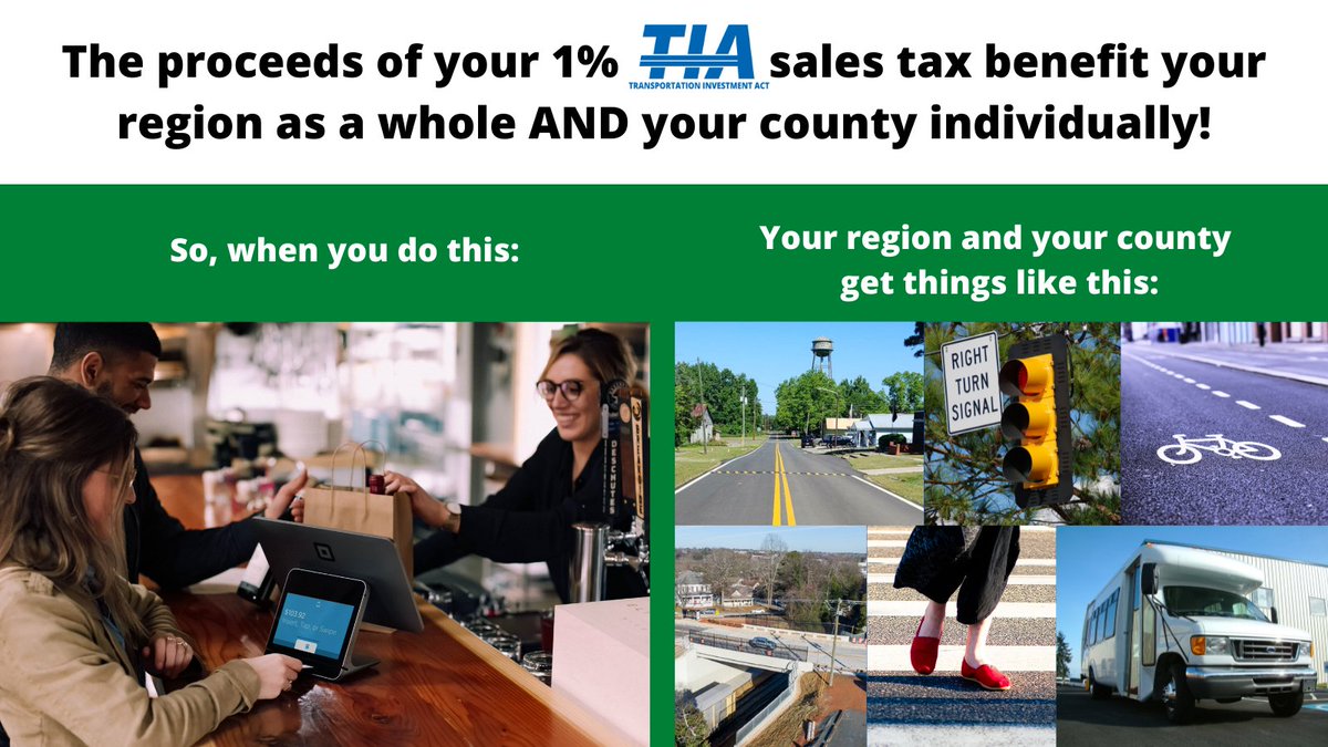 75% of your TIA contributions pay for projects on your region's investment list. 25% is then divided up among the region's counties for leaders to use as transportation discretionary funds. It's a win-win! #yourpennyyourprogress @GDOTSoutheast @GDOTWest @GDOTEast @GDOTSW