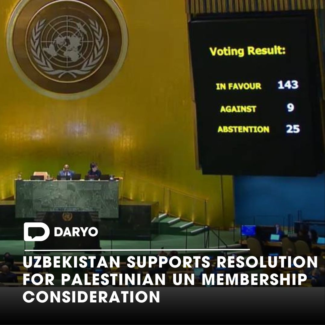 #Uzbekistan supports resolution for Palestinian @UN #membership consideration 

Palestinian #Ambassador #RiyadMansour appealed to member #states to support the #resolution, framing it as a #vote for #Palestinian existence. 

👉Details  — daryo.uz/en/gSDXtDCH

#UzbekistanUN