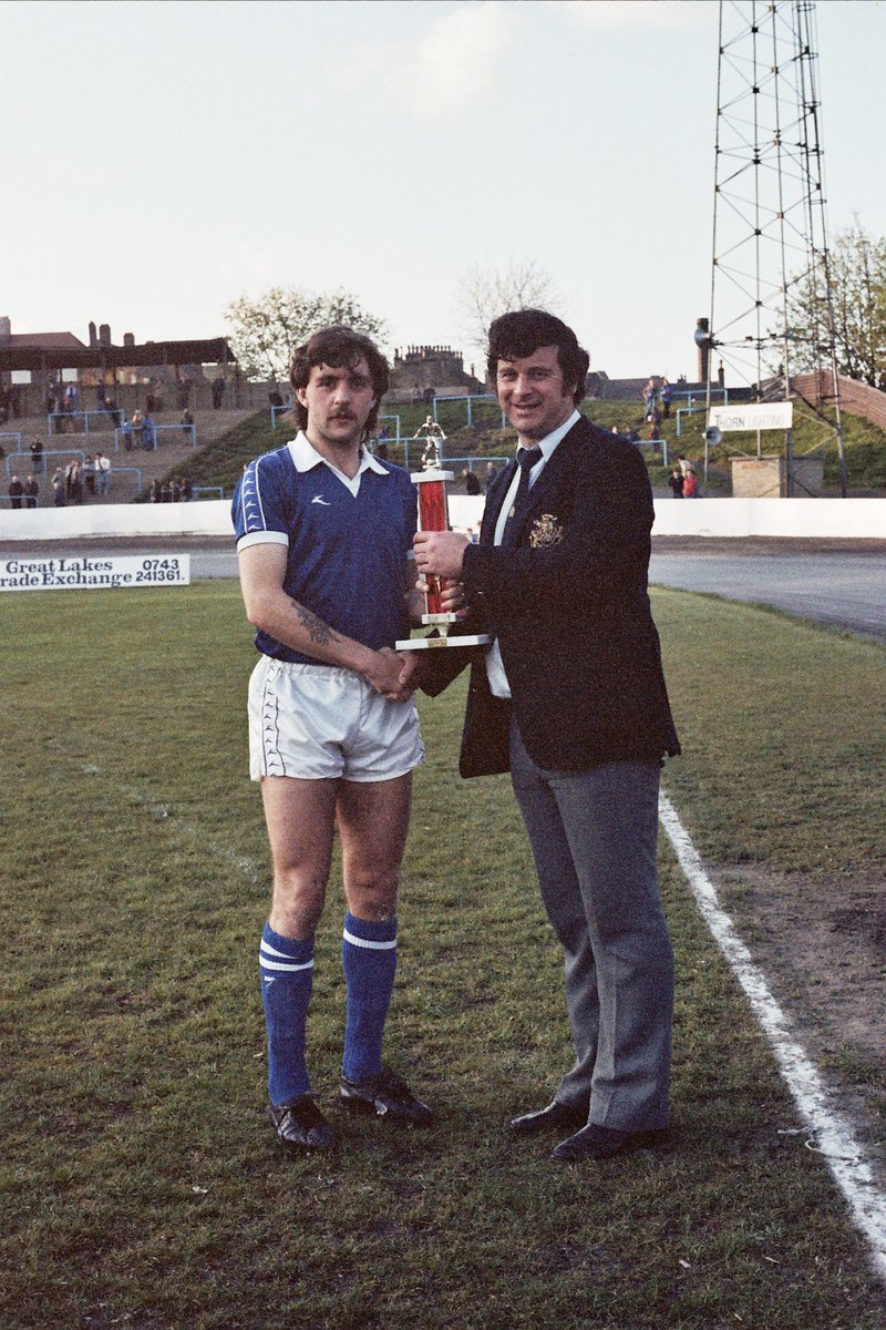 Halifax Town Player of the Year 1981/82 Bobby Davison receives the award from manager Micky Bullock. 📷Keith Middleton.