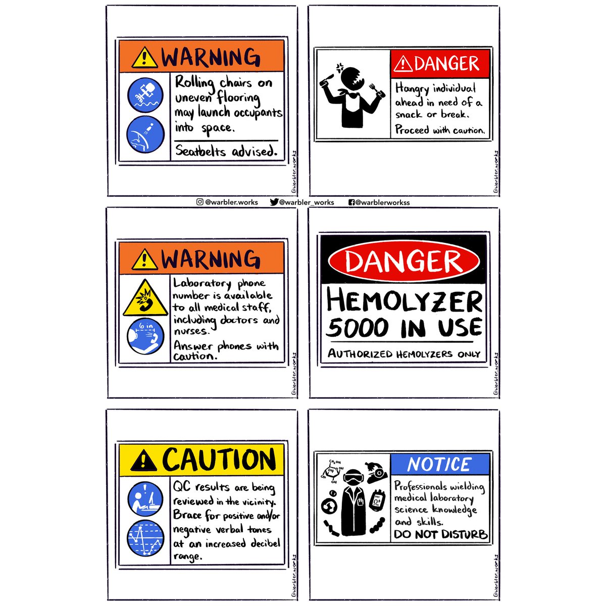 What other warning signs for we need for the lab? I’m turning these into stickers and prints to be made available late May/early June!

#medicallaboratoryscience #lab4life #lablife #loveforlabpros #laboratory #laboratorylife #lab