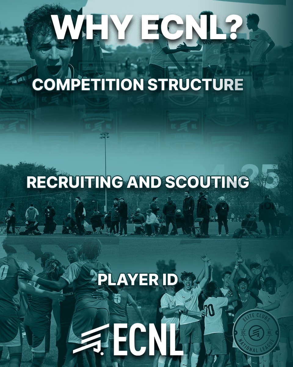 𝙒𝙝𝙮 𝙀𝘾𝙉𝙇? The best competition and showcasing platform in the country A path to college and the pros The best players, teams, and clubs 𝐓𝐡𝐞 𝐟𝐮𝐭𝐮𝐫𝐞 𝐨𝐟 𝐀𝐦𝐞𝐫𝐢𝐜𝐚𝐧 𝐬𝐨𝐜𝐜𝐞𝐫. #ThisIsTheECNL | #MoreThanALeague A thread ⤵️