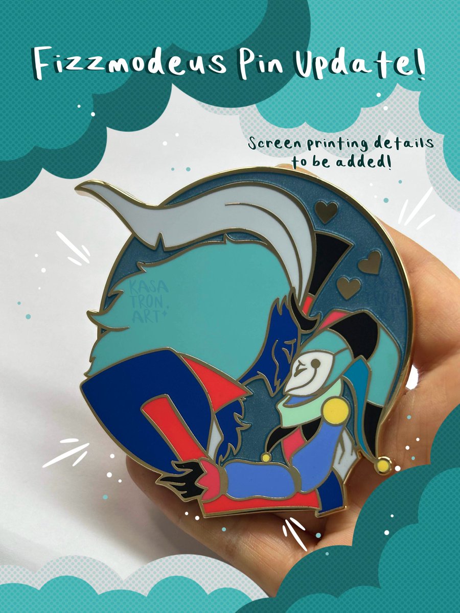 Fizzmodeus update from my manu! 🥹 screen printing details come next and these will be shipped this week 💕

#Fizzarozzie #fizzmodeus #HelluvaBossFizzarolli #HelluvaBoss #EnamelPins #Fizzarolli