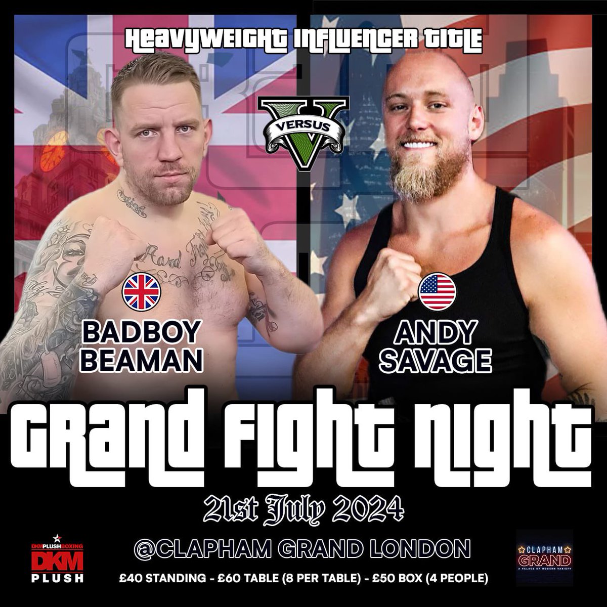 BATTLE OF THE BIG GUNS! Two BIG BANGING heavyweights from either side of the pond are now confirmed to battle it out for the Influencer Heavyweight title on July 21st Hailing from the USA, the famous playboy and 1-0 influencer boxer @andregotbars will take on fhe UK’s very own
