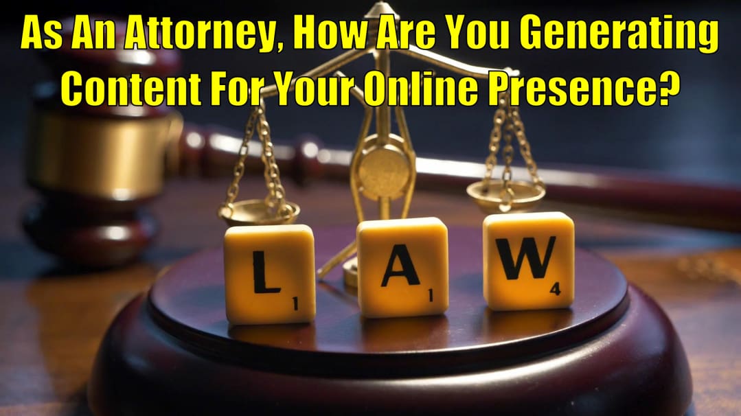 As An Attorney, How Are You Generating Content For Your Online Presence? Here Is A Great Solution! As an attorney, you know ... attorneys.media/videos/as-an-a…
