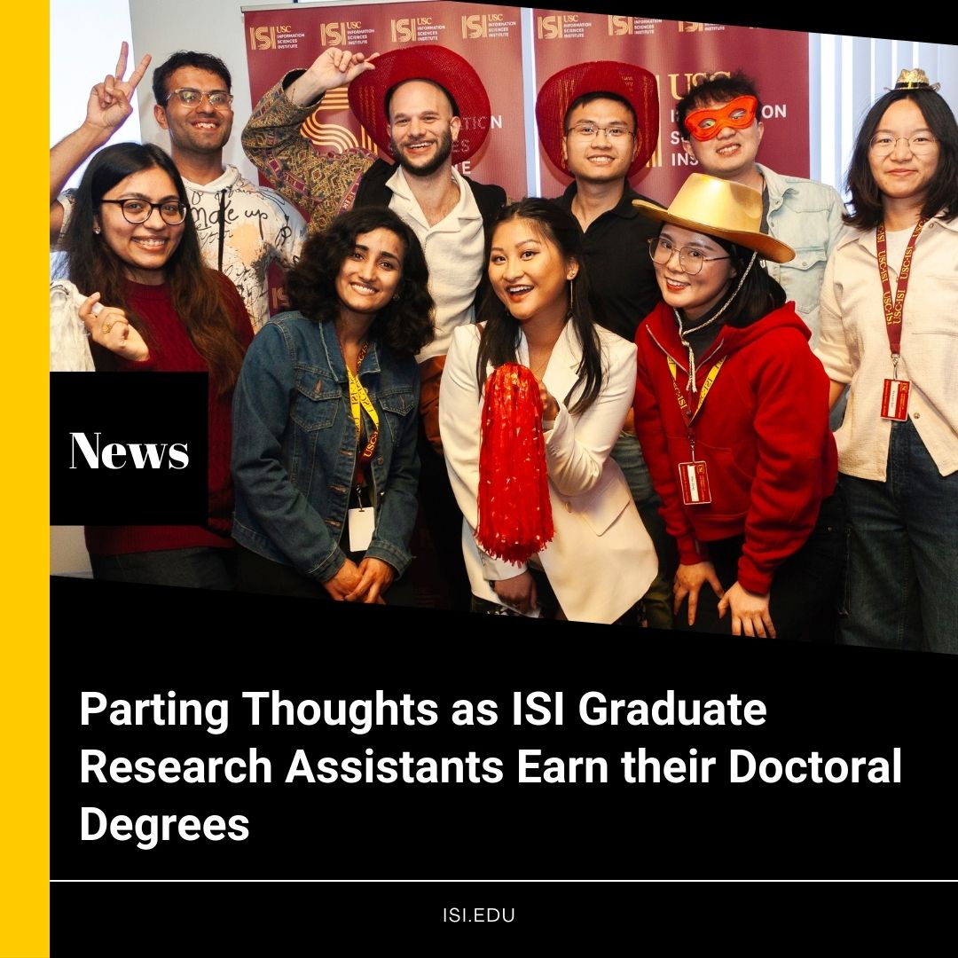 ISI celebrated the 2024 GRA grads with cake, swag, and well wishes. 'It's been an amazing journey!' Read about it here: bit.ly/4bTSXS3 @USCViterbi @USCedu #PhD #2024grad #doctoral #2024graduates