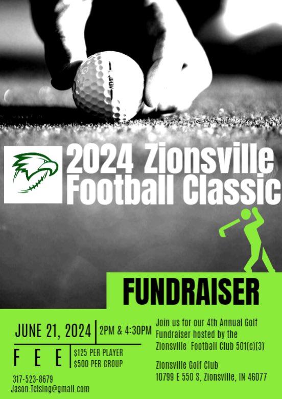 Spots are filling fast! Make sure you reserve your spot for the 2024 Zionsville Football Classic today! It’s going to be a great day to support Football in Zionsville!