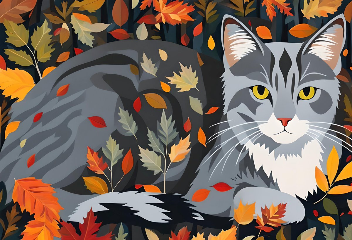 leaf play #cats   #catart