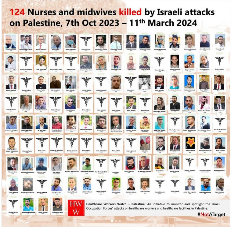 #internationalnursesday. On this day, I want to take a moment to recognize the international nurses and healthcare workers who have died in Palestine since October 7th 2023 just for working as nurses and healthcare workers healthcareworkerswatch.org