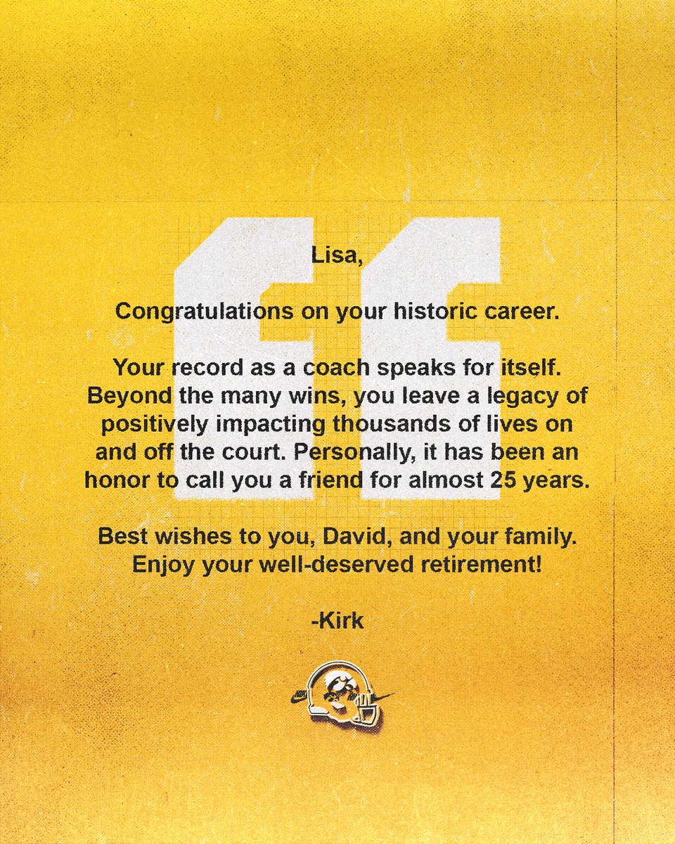 Congratulations @LisaBluder on a tremendous career! #Hawkeyes