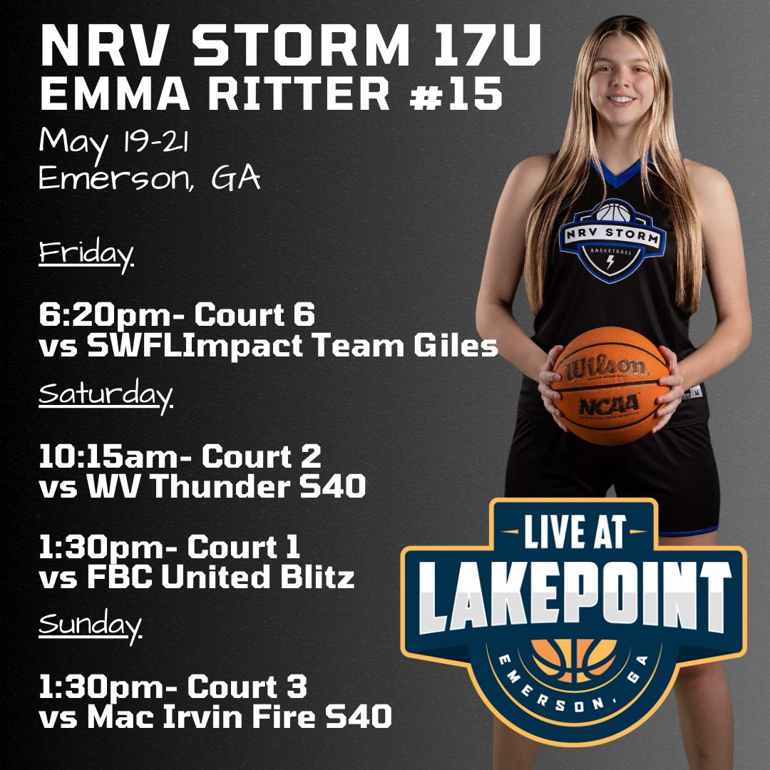 Excited to play at <a href="/SelectEventsBB/">Select Events Basketball</a> Live at Lakepoint this weekend in Emerson, GA with my team <a href="/NRV_Storm/">NRV Storm Basketball</a>