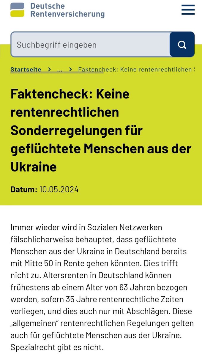 @Peroderschoene @anibu611 Es stimmt nicht: wenn jemand nicht eingezahlt hat, gibt es keine Rente, sondern Grundsicherung. Und früher haben auch Ukrainer auf nichts Anspruch.