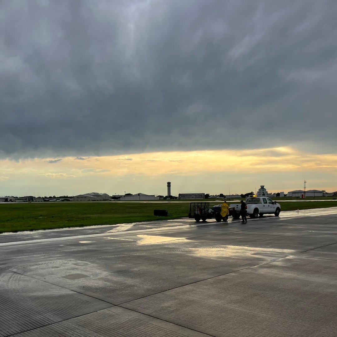 Repairs are complete, and the runway is back in service. We continue to ask passengers to keep in touch with airlines for flight status. Thank you for your patience.