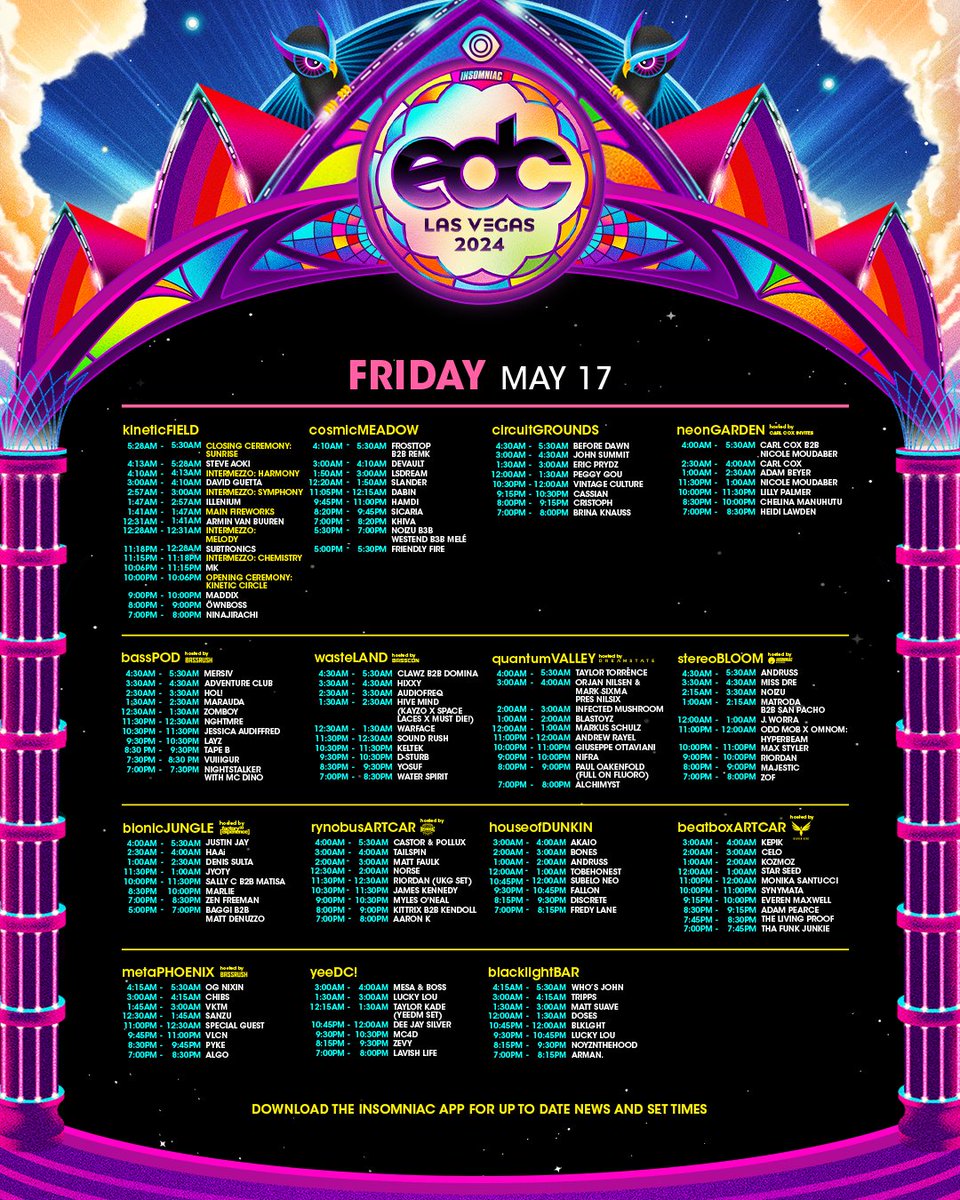 EDC Las Vegas schedule