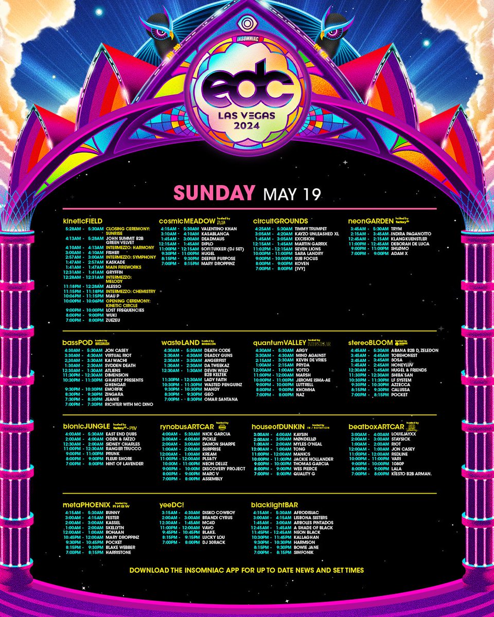 EDC Las Vegas schedule