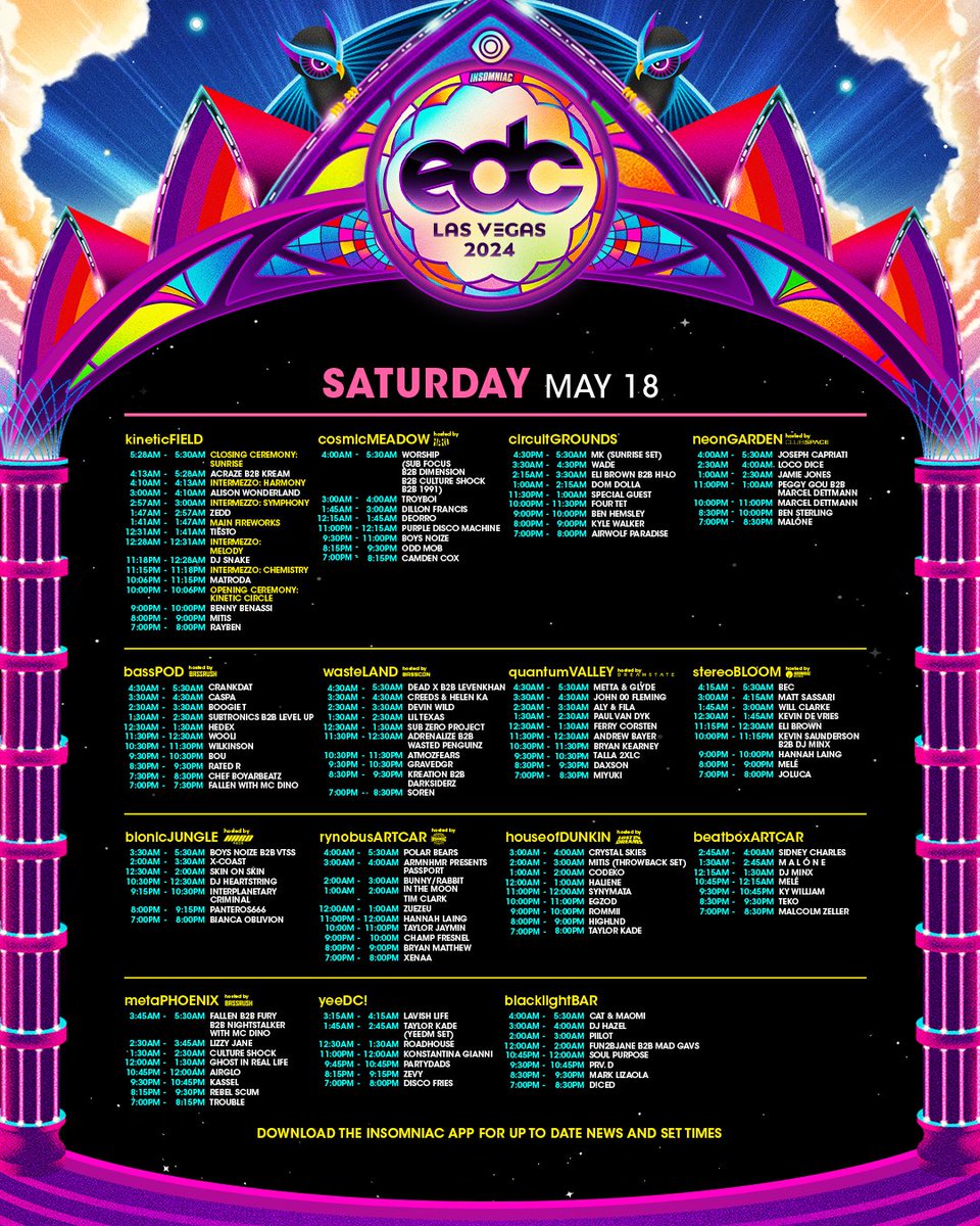 EDC Las Vegas schedule