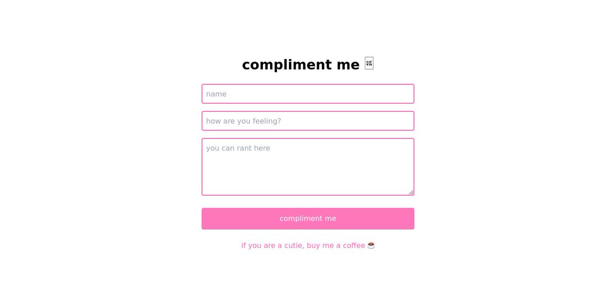 Compliment Me

complimentme.replit.app

Discussions: discu.eu/q/https://comp…

#internetisbeautiful #sideproject