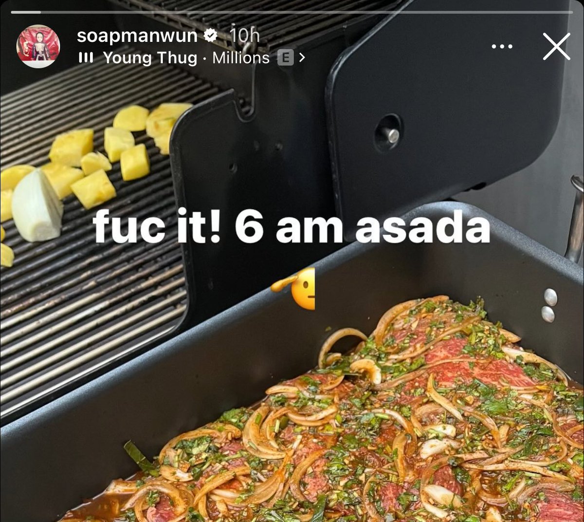 want2care's tweet image. all this nigga earl does now is fire up that goddamn grill i think he addicted