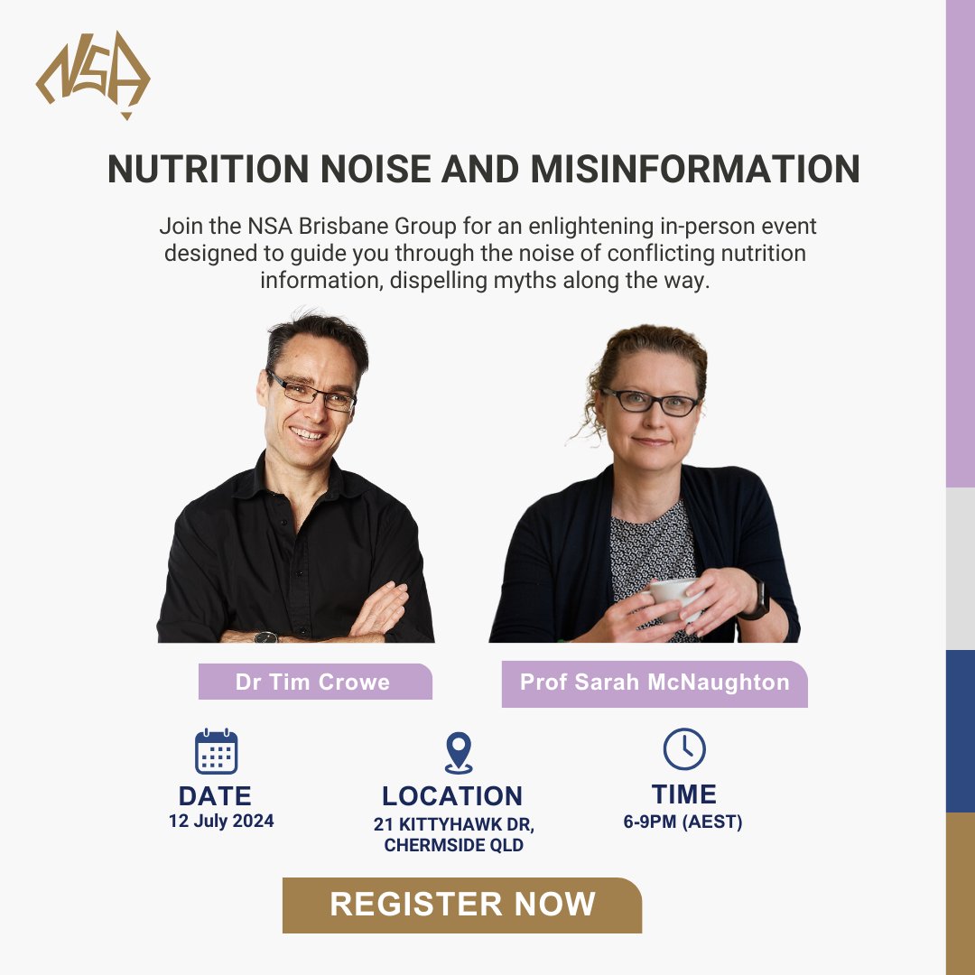 Who is joining me in attending the @nutsocaus event to hear @McNaughtonSarah & @CroweTim guide us through the noise of conflicting nutrition info!? 12 July 6-9PM (AEST) Kedron-Wavell 21 Kittyhawk Dr, Chermside 4032 Register Now ➡️ ow.ly/r2qr50RtrC1