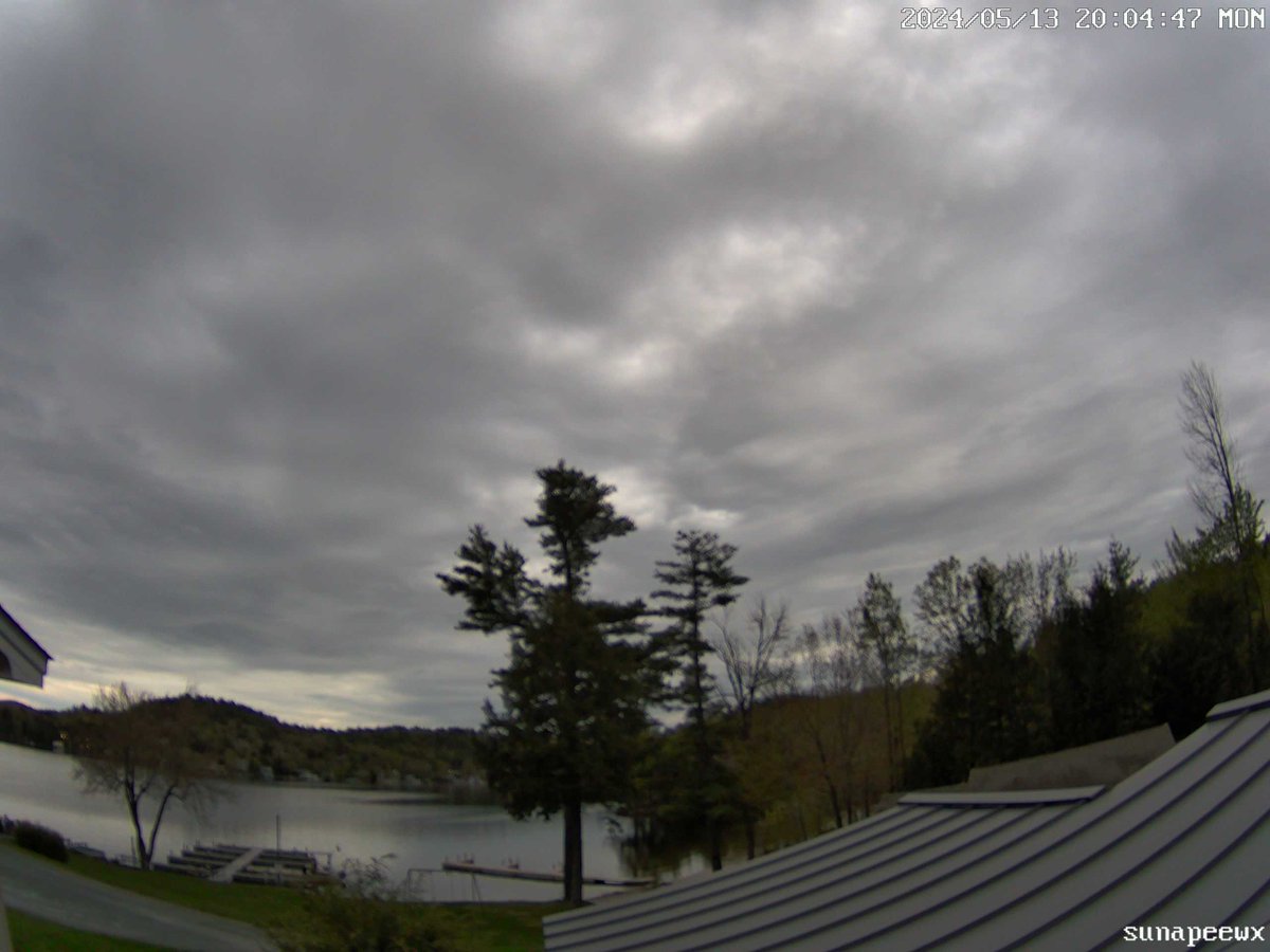 13 May 2024—Good night #Sunapee. The sunset tonight was at 8:04 PM. The forecast low for tonight is 51ºF #NewHampshire #weather #NHwx