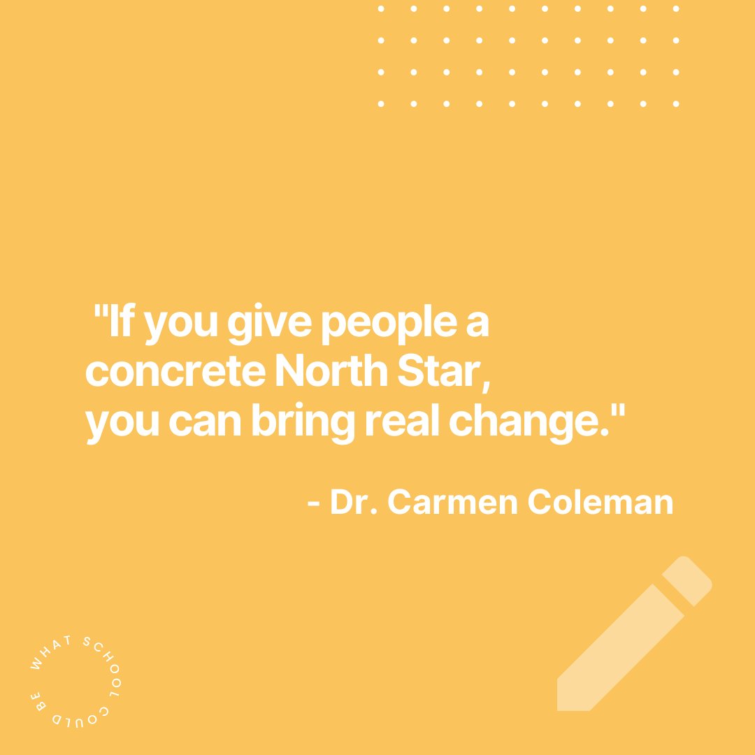 'If you give people a concrete North Star, you can bring real change.' - Dr. Carmen Coleman from our recent Big Think: Transforming the Learner Experience Watch the full recording: youtube.com/watch?v=7GYse6… #education #edutwitter #educationquotes #students #changemaker