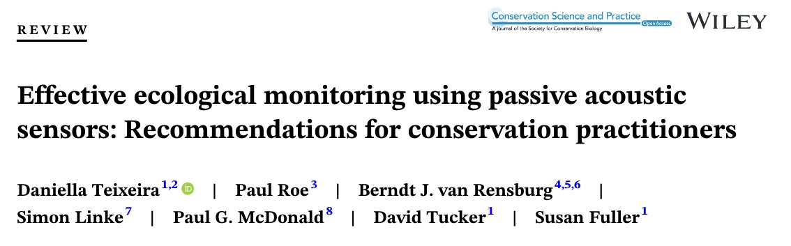 Quite proud of this: 
A bit of a guide to #ecoacoustic methods and analysis, but from the perspective of ecologists and biologists.
Thanks to @daniteixeira___ for leading this paper.

Read it here 👇
conbio.onlinelibrary.wiley.com/doi/epdf/10.11…
<a href="/CSIRO/">CSIRO</a>