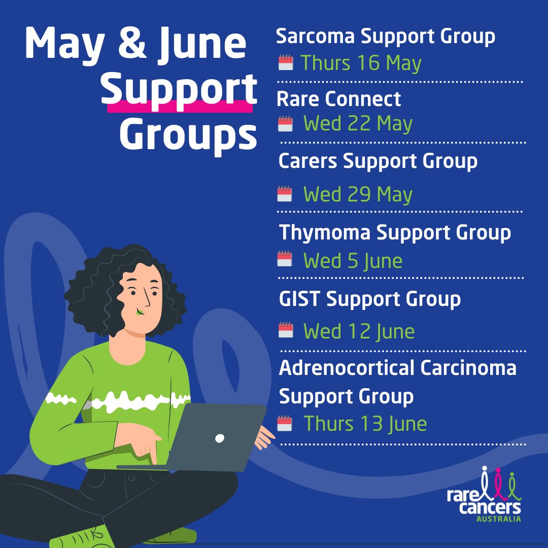 Connecting with others facing a #rarecancer journey can bring a sense of understanding and comfort, and remind us we are not alone. RCA #supportgroups are a safe, comfortable space to learn, share, or just listen. Phone 1800 257 600 to register #youarenotalone