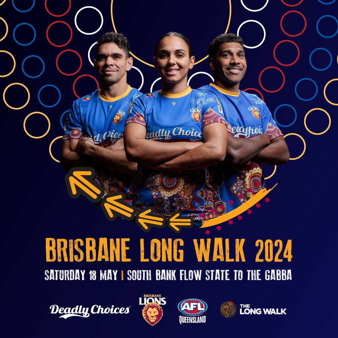 Deadly Choices (@deadlychoices) on Twitter photo Registrations are NOW OPEN for the 2024 Brisbane <a href="/TheLongWalkOz/">The Long Walk</a> this Saturday, 18 May from 4:30pm from South Bank Flow State: ems.gs/3wZB0eAeYCM
<a href="/brisbanelions/">Brisbane Lions</a> <a href="/AFLQ/">AFL Queensland</a> Registrations are NOW OPEN for the 2024 Brisbane <a href="/TheLongWalkOz/">The Long Walk</a> this Saturday, 18 May from 4:30pm from South Bank Flow State: ems.gs/3wZB0eAeYCM
<a href="/brisbanelions/">Brisbane Lions</a> <a href="/AFLQ/">AFL Queensland</a>