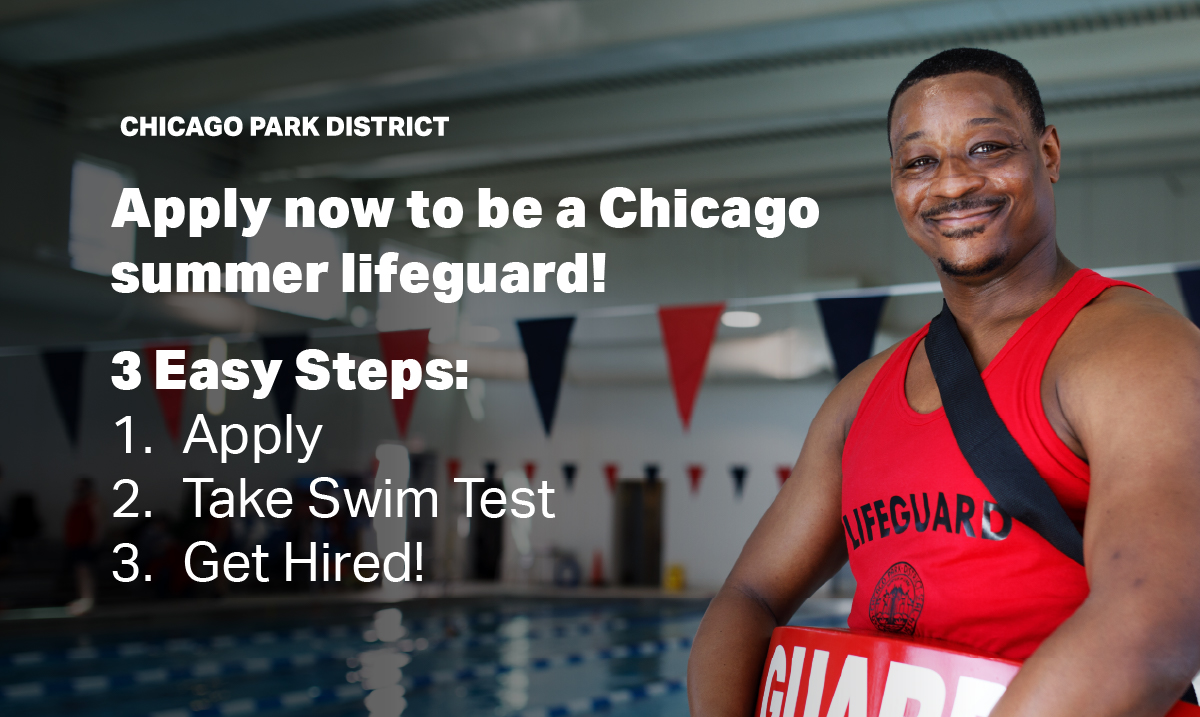 Want to #BecomeAChicagoLifeguard 🛟? Apply at bit.ly/ApplyNOW-Lifeg… & register for the next Lifeguard Swim Test taking place on Sat., May 18 at 9 am. ‼️Lifeguards now earn up to $19hr. & get paid for certification & training.
