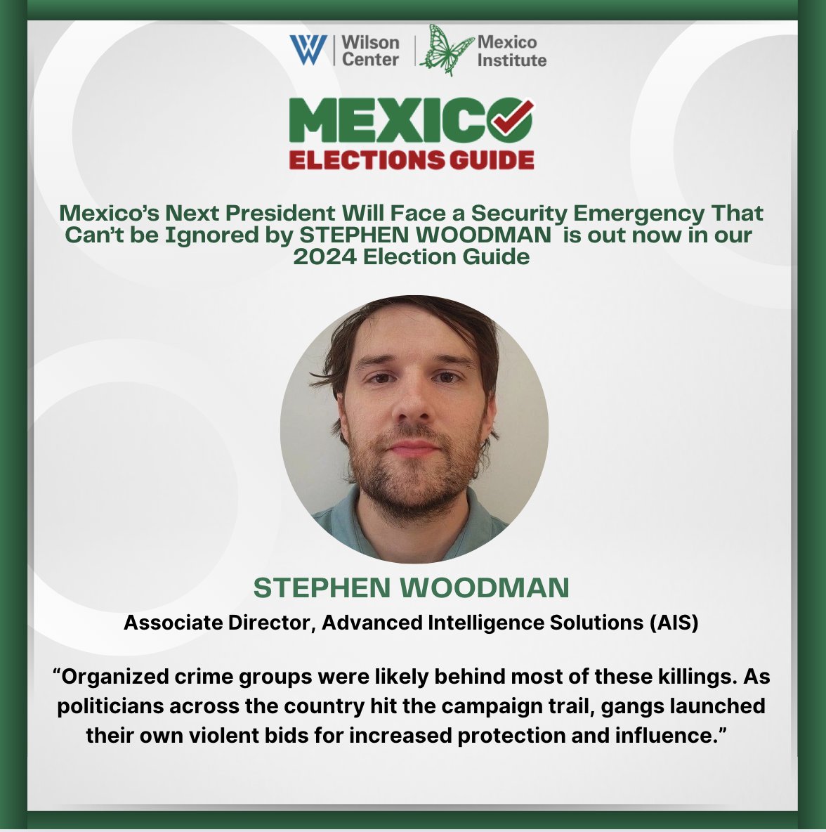 MexicoProgram's tweet photo. 🟢| New Article | Mexico’s Next President Will Face a Security Emergency That Can’t be Ignored by
@Stephentwoodman is out now in our #2024ElectionGuide!
Stay informed on what is at stake in Mexico’s largest electoral cycle! 📰
https://t.co/nv09aAJZXN https://t.co/sfsbHF1mlg