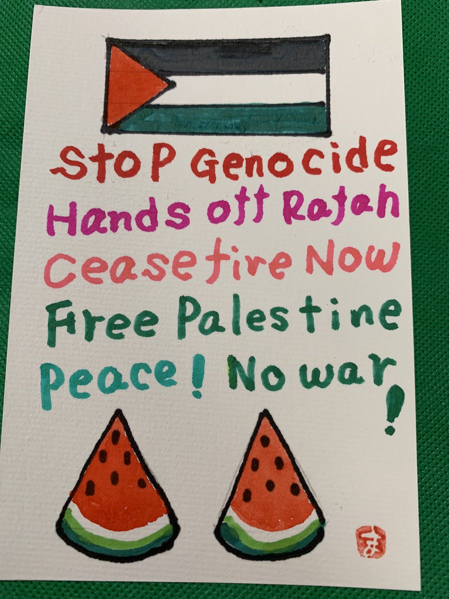 🍉#StopGenocideNow 
🍉#freepalestine
🍉#HandsOffRafa 
#ラファに手を出すな‼️
🍉#ceasefireNOW 
#今すぐ停戦を‼️
#どの子も平和の空の下に🌻
#みんな誰かの大事な子🌻
#殺傷武器輸出反対🌏