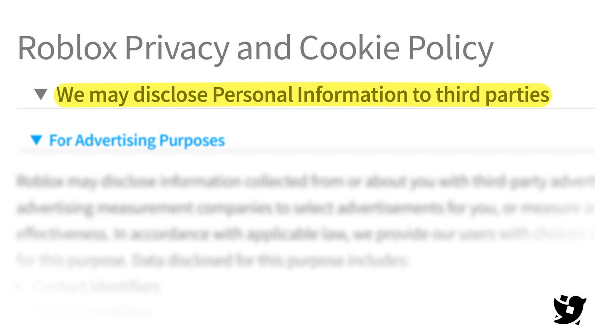 Starting June 12, 2024, Roblox will begin selling your data to advertisers, among many other policy changes affecting users and creators regarding privacy & regulations.

Learn more in this thread 👇
