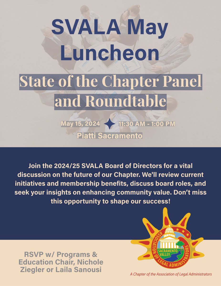 ALASacValley's tweet photo. Join the 2024/25 SVALA Board of Directors! We invite all members to discuss the Chapter's current state and membership benefits. Your insights are valuable as we strive to enhance our community of Administrators. https://t.co/EYsVl1XZFr