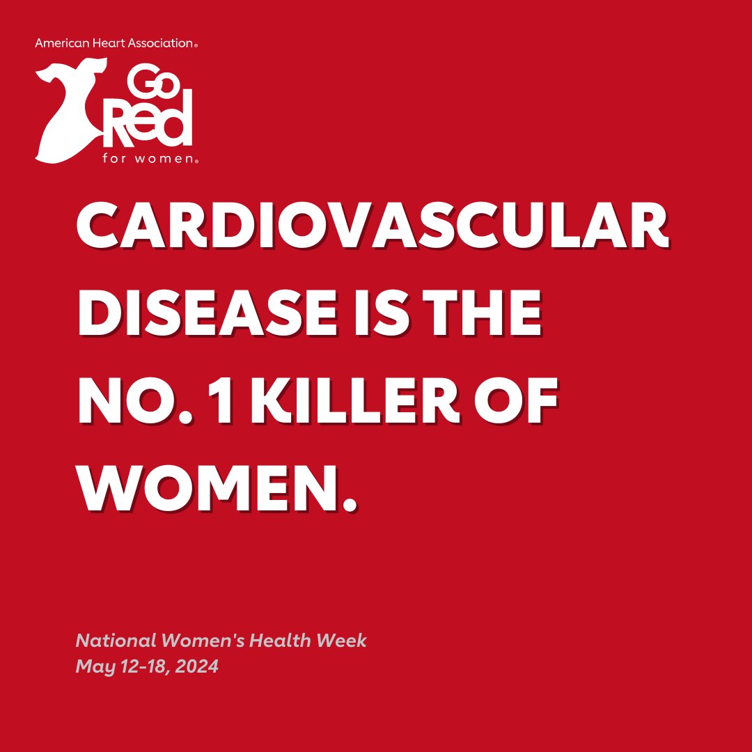 Cardiovascular disease is the No. 1 killer of women. Yet, many women remain unaware that it's their greatest health threat. 💔 But women have something better, stronger, and more powerful – we have each other. 💪 Let's Go Red and change lives. #NationalWomensHealthWeek #NWHW