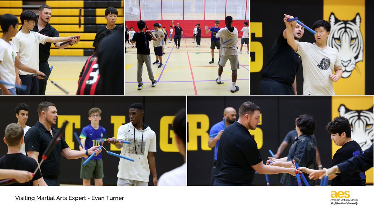 🥋 The Taekwondo Club welcomed a return visit from 7th-degree black belt, master instructor, and 11-time World Champion, Evan Turner.

The Club serves students and adults in from kindergarten to up. Community members interested should contact Susan Vernon at svernon@aes.ac.in.