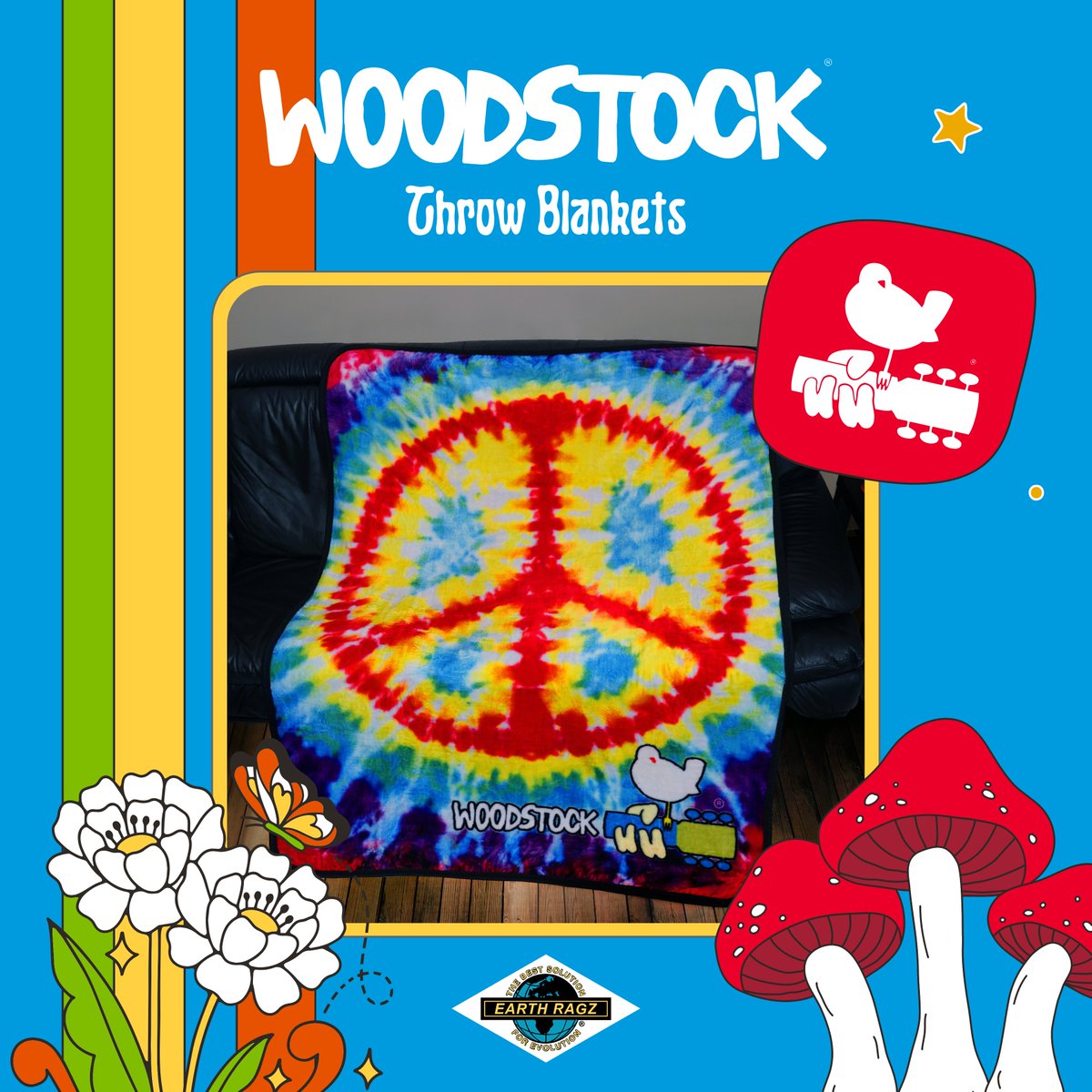 3 Days of Peace & Music. 
6 Woodstock Throw Blankets @ earthragz.com.

#earthragz #throwblanket #blanket #decor #tiedye #giftideas #christmasgift #woodstock #woodstockny #vinyl #smusic #sstyle #hippiedecor #peace #peacedecor #music #rock #love #rocknroll