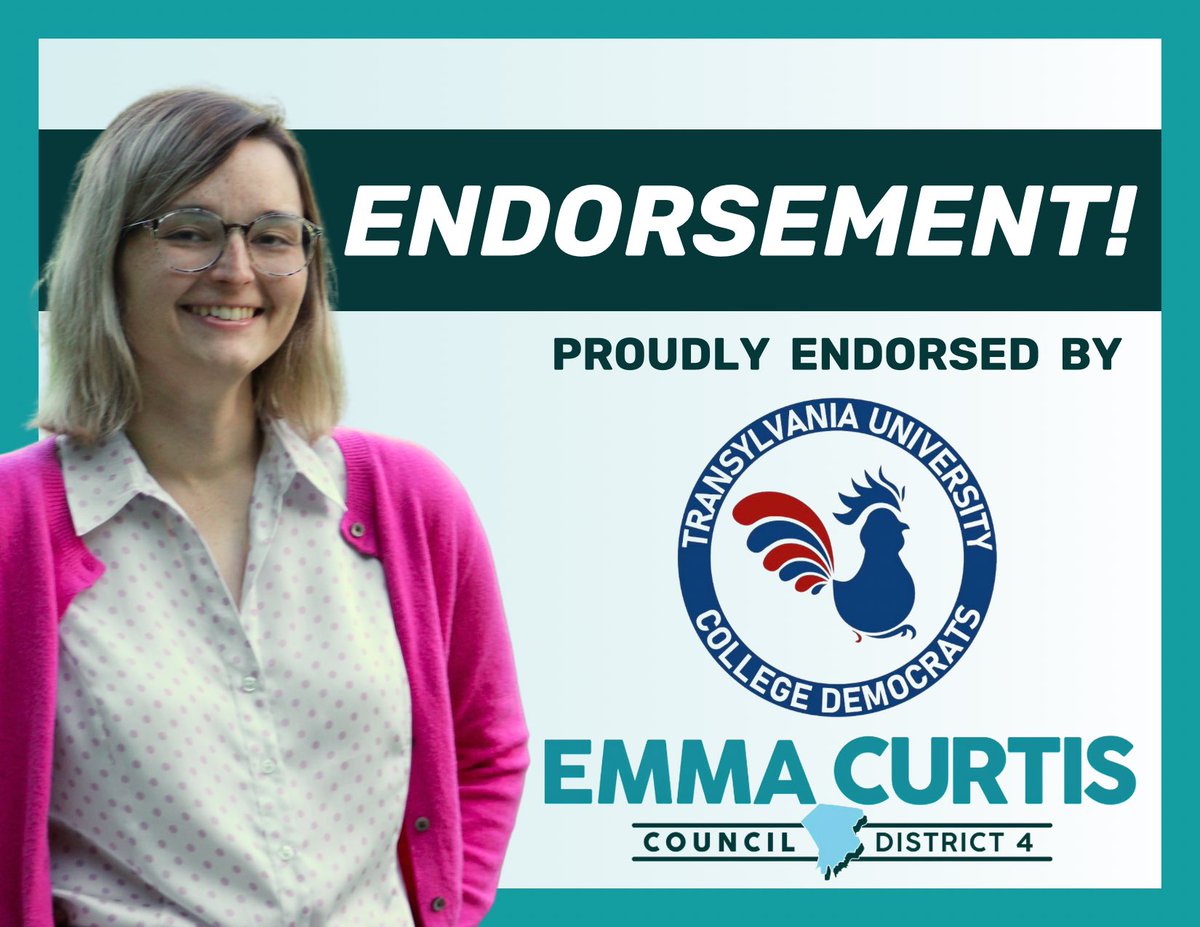 🚨ENDORSEMENT ALERT🚨

I’m proud to have @TransyColDems’ endorsement!

I’m fully committed to ensuring that young folks a seat at the table and their voices are heard and respected by our local government.

#EmmaForLex