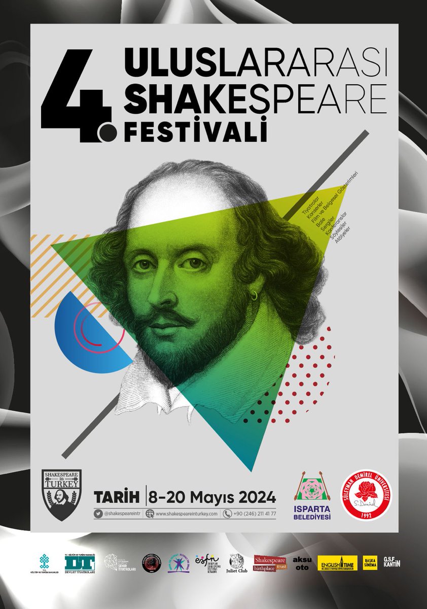 Shakespeare in Turkey, once again! Join us for the Fourth Shakespeare Festival from 8-20 May 2024, with events in Isparta and Antalya.
<a href="/sd_universitesi/">SDÜ</a> <a href="/IspartaBel/">Isparta Belediyesi</a> <a href="/TCKulturTurizm/">T.C. Kültür ve Turizm Bakanlığı</a> <a href="/devtiyatro/">Devlet Tiyatroları</a> <a href="/astiyatro/">AntalyaŞehirTiyatroları</a> <a href="/ShakespeareBT/">Shakespeare B Trust</a> <a href="/The_Globe/">Shakespeare’s Globe</a>  <a href="/TurkishShakes/">TurkishShakespeares</a> <a href="/JulietClub/">Letters to Juliet</a> 

#ShakespeareinTurkey