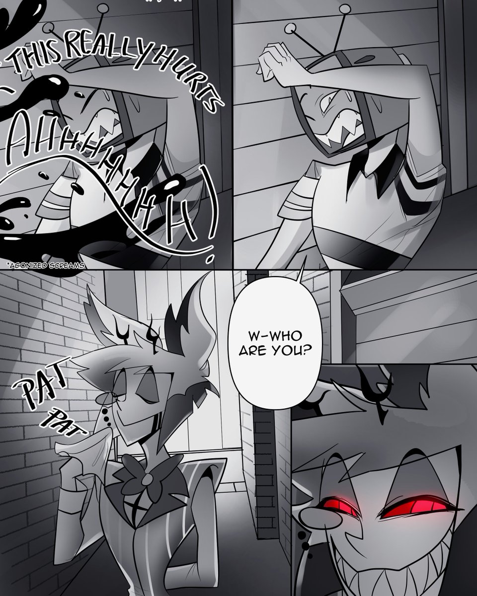 Day 1 of #RadioStaticweek  (4/8) I like to think that Alastor did mentor Vox so here's a cheesy comic :3 #voxal #radiostatic #RadioStatic2024 #hazbinhotel #hazbinhotelfanart