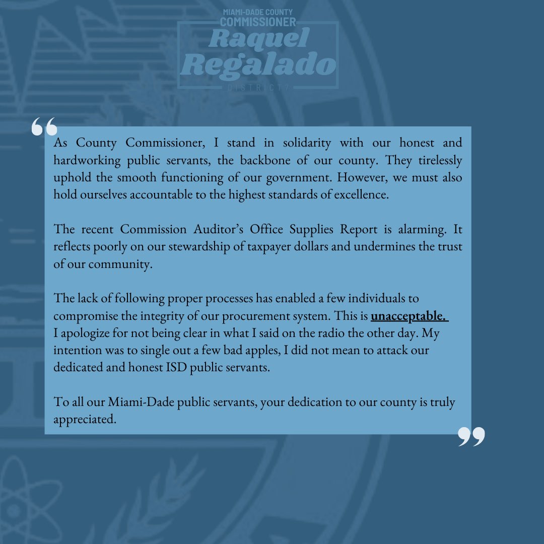 My statement below: 
@MiamiDadeISD 
#MiamiDadeCounty