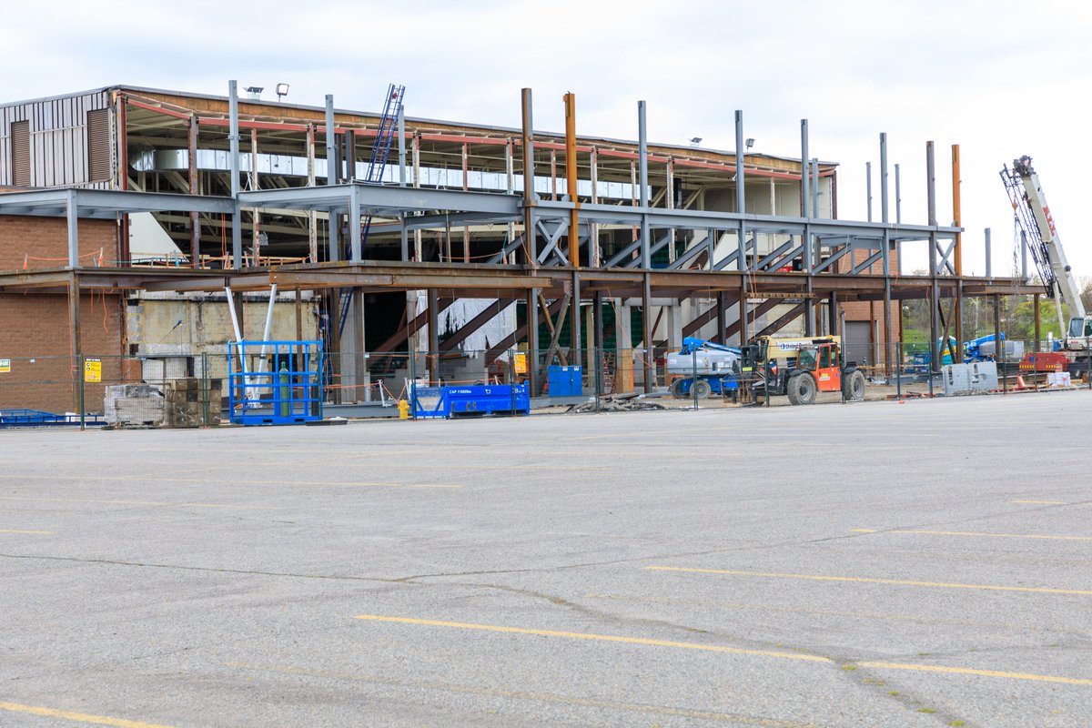 Yardmen (now CAA) Arena in Belleville Ontario being expanded to accommodate the Belleville Senators AHL team 2017 May 13.