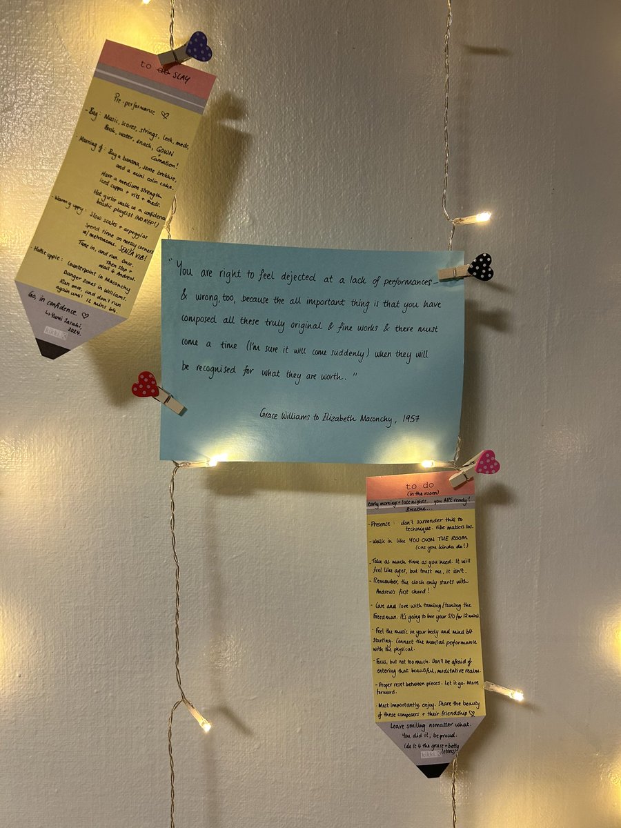 Thoroughly enjoyed <a href="/KateMolleson/">kate molleson</a> talking about Elizabeth Maconchy on <a href="/BBCRadio3/">BBC Radio 3</a> today! 

Looking forward to tuning in again tomorrow, after giving a violin recital of Maconchy, and her best friend Grace Williams. They are both STARS. 

So, here’s my motivation wall. ❤️✨