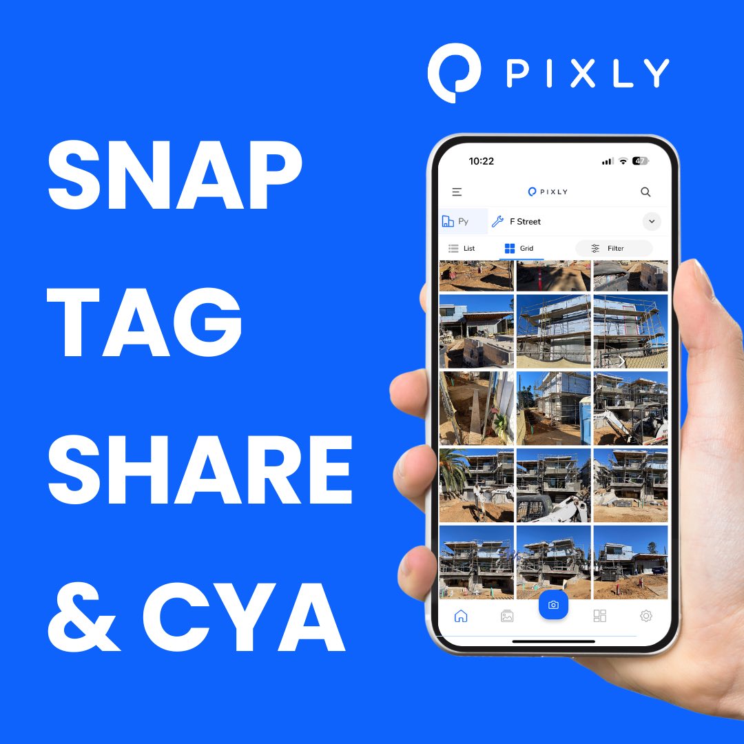 Prove your work, never lose another photo or video, never run out of storage or lose a dispute. Get Pixly for project photo and video documentation and collaboration platform.  
#construction #constructiontech #constructionmanagement #constructionproject #constructionphoto