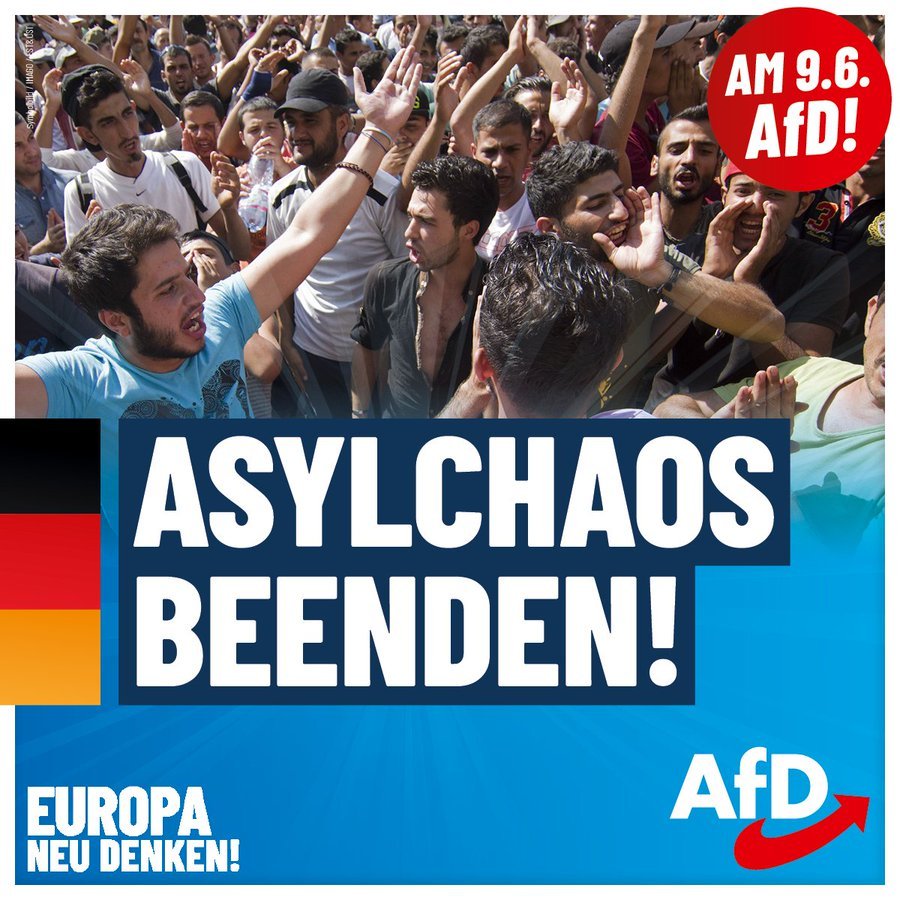 Ich finde sehr gut, dass die AfD sich dafür einsetzt, dass es keine unkontrollierte Zuwanderung nach Deutschland mehr gibt.
#Deutschlandabernormal  #AfD
Europawahl am 9. Juni 2024
#IchwaehleAfD  #nurnochAfD 💙