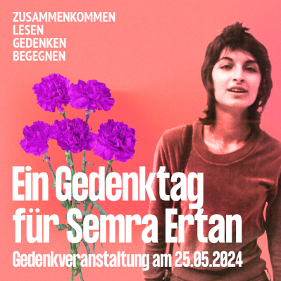 Gedenkveranstaltung für Semra Ertan 25. Mai, 18-20 Uhr in der GWA St.Pauli Das geplante Gedenken am Semra-Ertan-Platz ist wegen des Schlagermoves leider abgesagt. semraertainitiative.wordpress.com #KeinVergessen #NoNazisHH