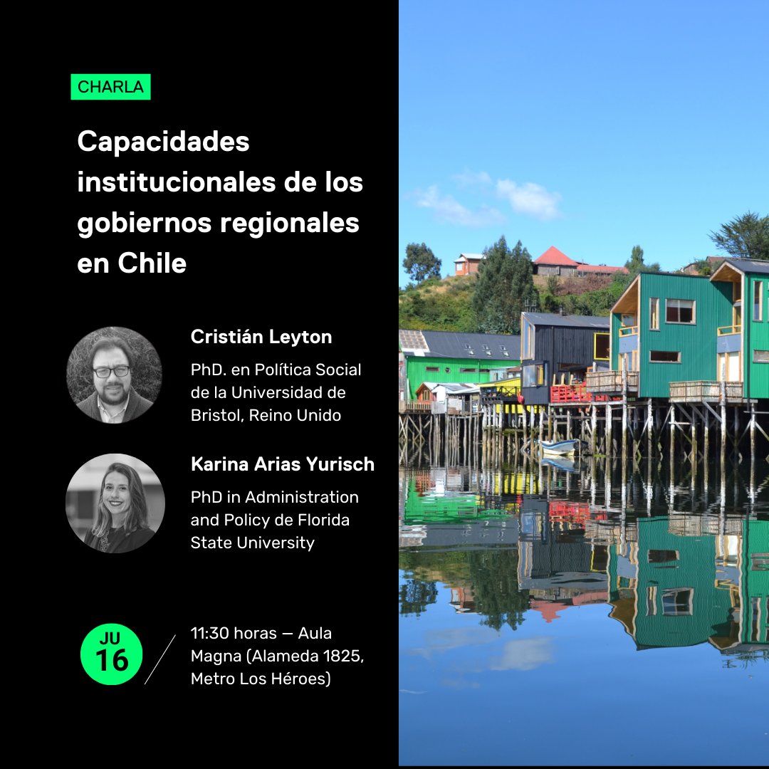 La carrera de Adm. Pública invita a la charla "Capacidades institucionales de gobiernos regionales en Chile"
Con Cristián Leyton, PhD en Política Social y comentarios de Karina Arias Yurisch, PhD en Administración y Política. 
🗓️ Jueves 16/5, 11:30 hrs. 
📍 Aula Magna, <a href="/uahurtado/">Universidad Alberto Hurtado</a>