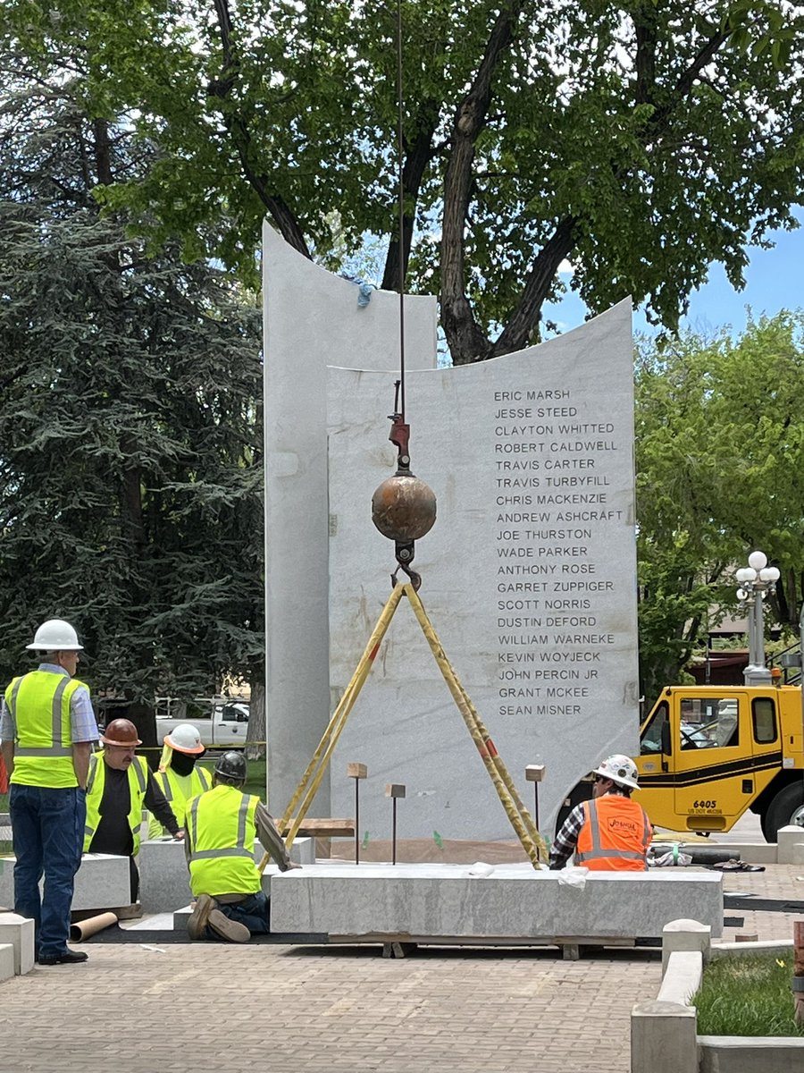 After a long delay, the memorial to the #GraniteMountainHotshots is starting to take shape at the Prescott Courthouse. A statue is en route to be placed. #Prescott19 #Yarnell19 #azfire #Arizona