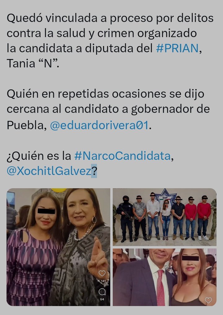 @Xochitl2024 #XochitlMentirosa
#XochitlCorrupta 
#XochitlNarcocandidata