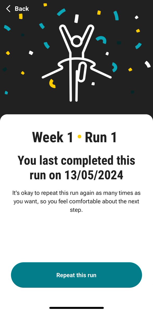 Just started running with this couch to 5k app. Cant run for toffee usually but with @RealDeniseLewis as Trainer and talking me through every step I found day 1 ok. 🏃‍♂️