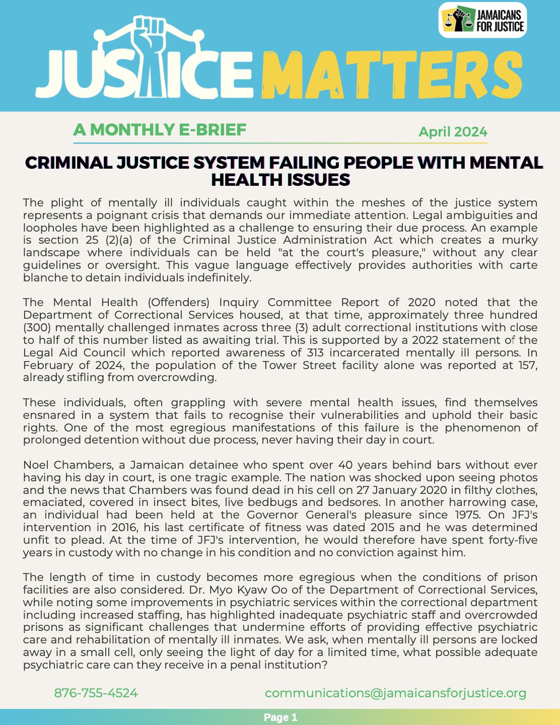 Jamaicans For Justice (JFJ) on X: &ldquo;In April&rsquo;s Justice Matters, we 